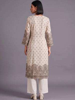 women ethnic motifs printed regular kurta with palazzos 7