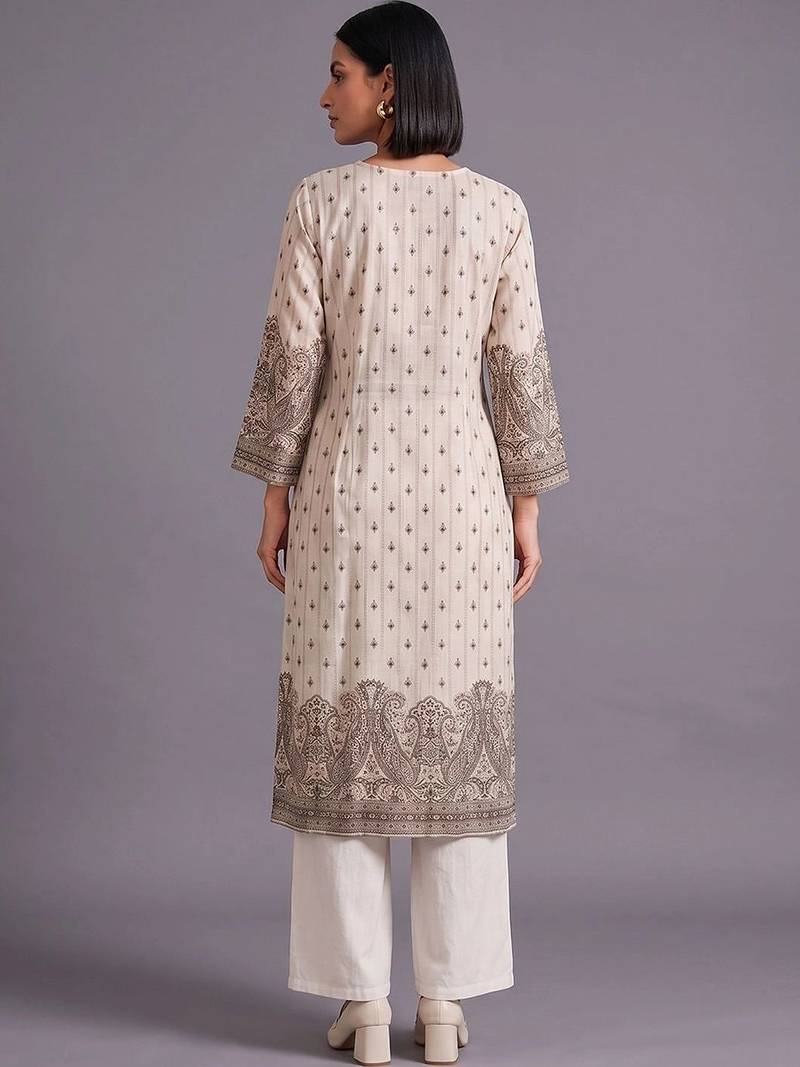 women ethnic motifs printed regular kurta with palazzos