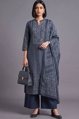 women printed regular kurta with palazzos & with dupatta