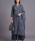 women printed regular kurta with palazzos & with dupatta