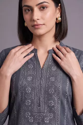 women printed regular kurta with palazzos & with dupatta
