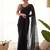 black solid saree with embroidered unstitched blouse piece