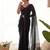black solid saree with embroidered unstitched blouse piece