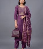 women ethnic motifs embroidered regular thread work kurta set