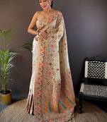 white woven design saree