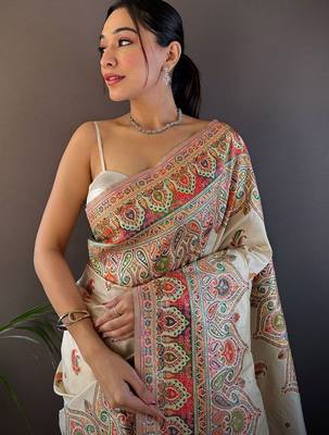 white woven design saree 4