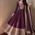 Women's wine heavy zari & sequins work anarkali suit set with straight pant and embroidered dupatta