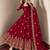 Women's deep red embroidered anarkali gown with dupatta