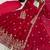 Women's deep red embroidered anarkali gown with dupatta