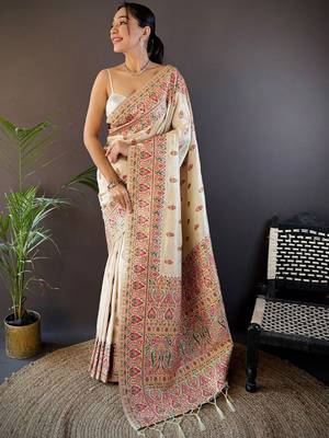 white woven design zari designer saree 1