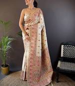white woven design zari designer saree