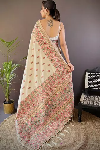 white woven design zari designer saree