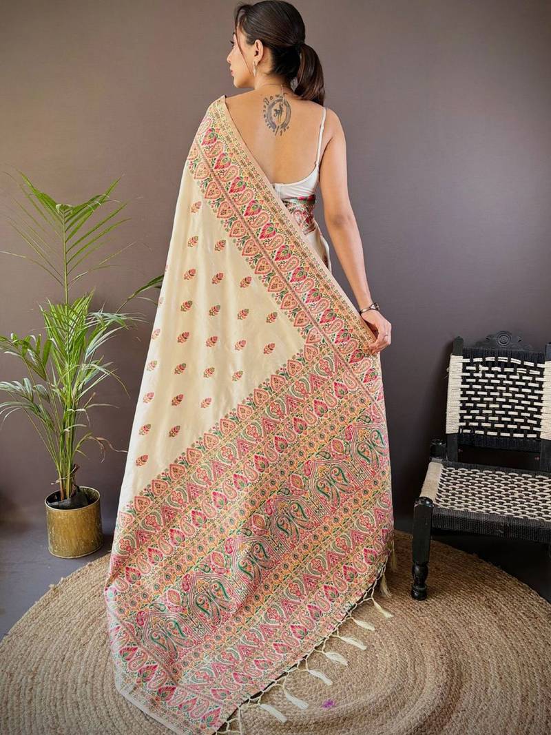 white woven design zari designer saree