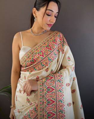 white woven design zari designer saree 4