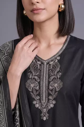 women ethnic motifs embroidered regular thread work kurta with palazzos & with dupatta