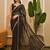 black black striped embellished sequinned saree