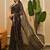 black black striped embellished sequinned saree