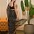 black black striped embellished sequinned saree