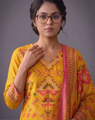 women printed regular kurta with trousers & with dupatta 3