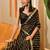 black black striped embellished sequinned saree