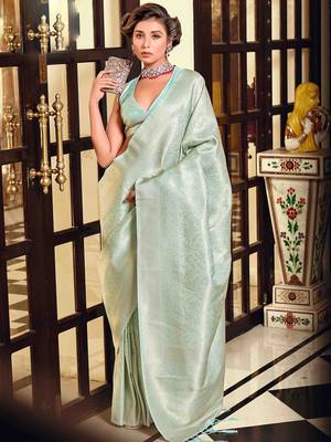 sea_green woven design zari kanjeevaram saree 1