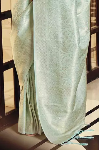 sea_green woven design zari kanjeevaram saree