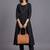 women printed regular silk crepe kurta with trousers