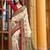 cream off white tussar silk ethnic printed traditional wear matching blouse sarees