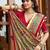 cream off white tussar silk ethnic printed traditional wear matching blouse sarees