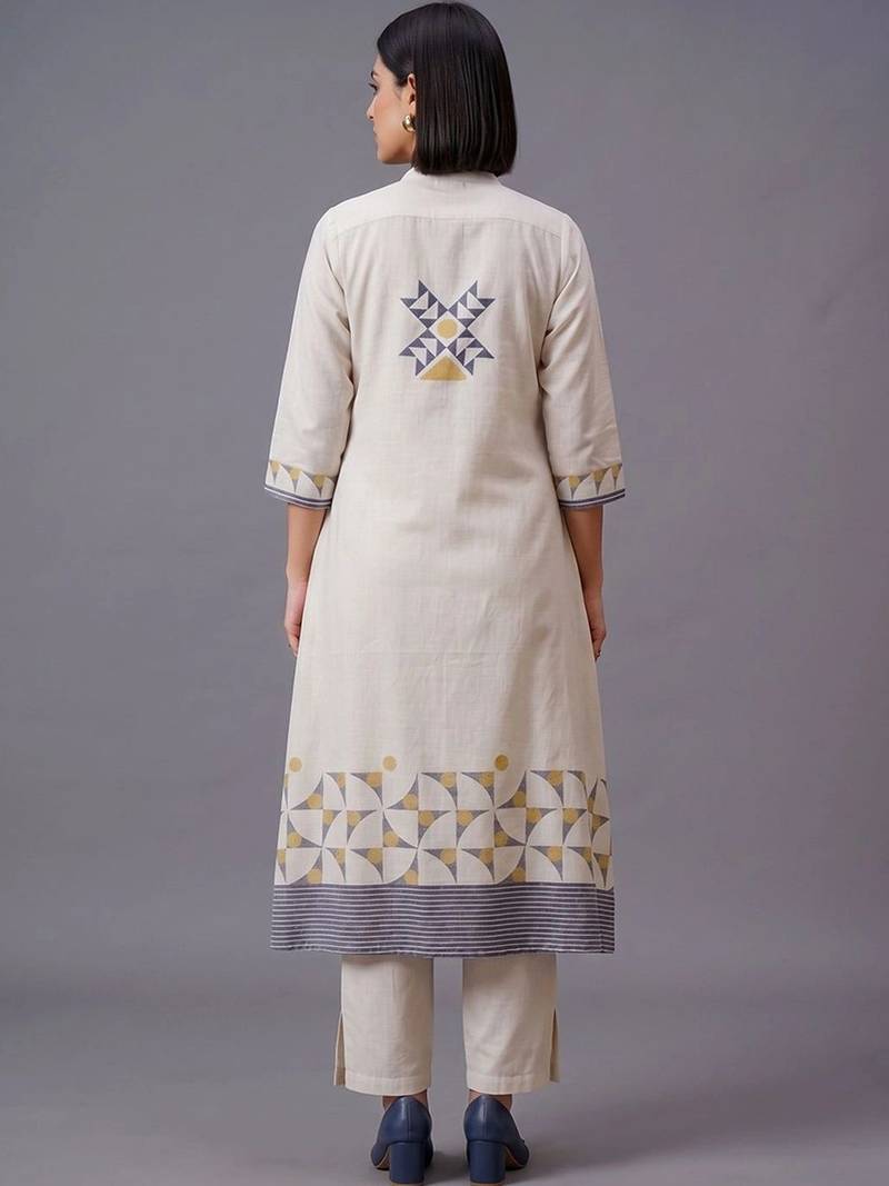 women printed regular kurta with trousers & with dupatta
