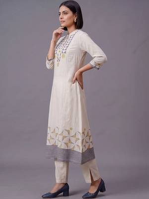 women printed regular kurta with trousers & with dupatta 7