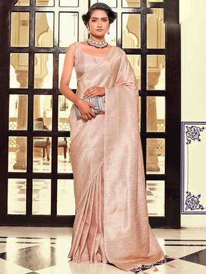 peach woven design zari kanjeevaram saree 1