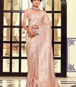 peach woven design zari kanjeevaram saree