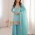 Sky blue embroidered kurta with sharara & dupatta set