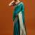teal ethnic motifs  embellished woven design banarasi silk saree with blouse