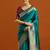 teal ethnic motifs  embellished woven design banarasi silk saree with blouse