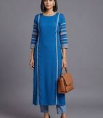 women ethnic motifs regular thread work kurta with trousers