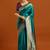teal ethnic motifs  embellished woven design banarasi silk saree with blouse