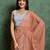 orange floral embroidered pure chiffon saree
