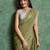 olive floral embroidered embellished pure chiffon saree