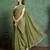 olive floral embroidered embellished pure chiffon saree