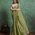 olive floral embroidered embellished pure chiffon saree