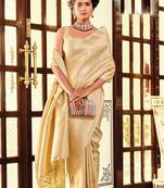 cream woven design zari kanjeevaram saree