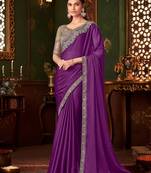 purple embellished sequinned saree