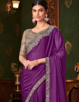 purple embellished sequinned saree 2