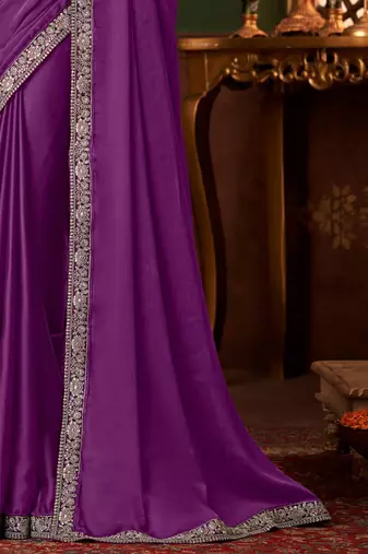 purple embellished sequinned saree