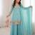 Sky blue embroidered kurta with sharara & dupatta set
