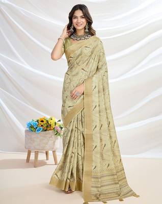 green ethnic motifs zari tussar saree 1