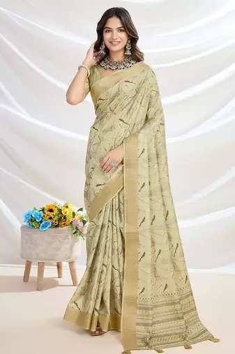 green ethnic motifs zari tussar saree