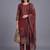 women ethnic motifs printed regular thread work chanderi silk kurta with trousers & with dupatta